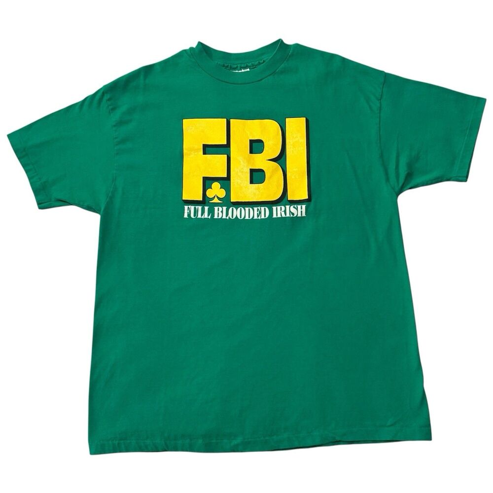 Vintage 90s Irish FBI Full Blooded Irish St Patrick’s Day Graphic T‑Shirt XL
